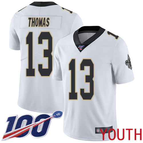 New Orleans Saints Limited White Youth Michael Thomas Road Jersey NFL Football #13 100th Season Vapor Untouchable Jersey->new orleans saints->NFL Jersey